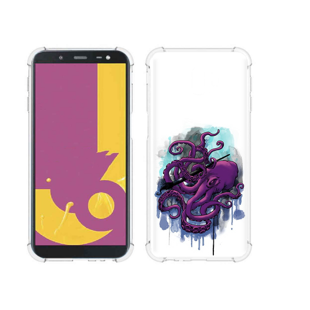

Чехол MyPads Tocco для Samsung Galaxy J6+ (2018) фиолетовый осьминог (PT119175.557.658), Прозрачный, Tocco