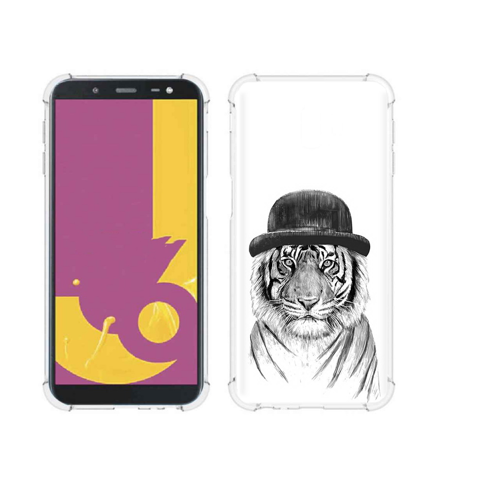 

Чехол MyPads Tocco для Samsung Galaxy J6+ (2018) тигр британец (PT119175.557.641), Прозрачный, Tocco