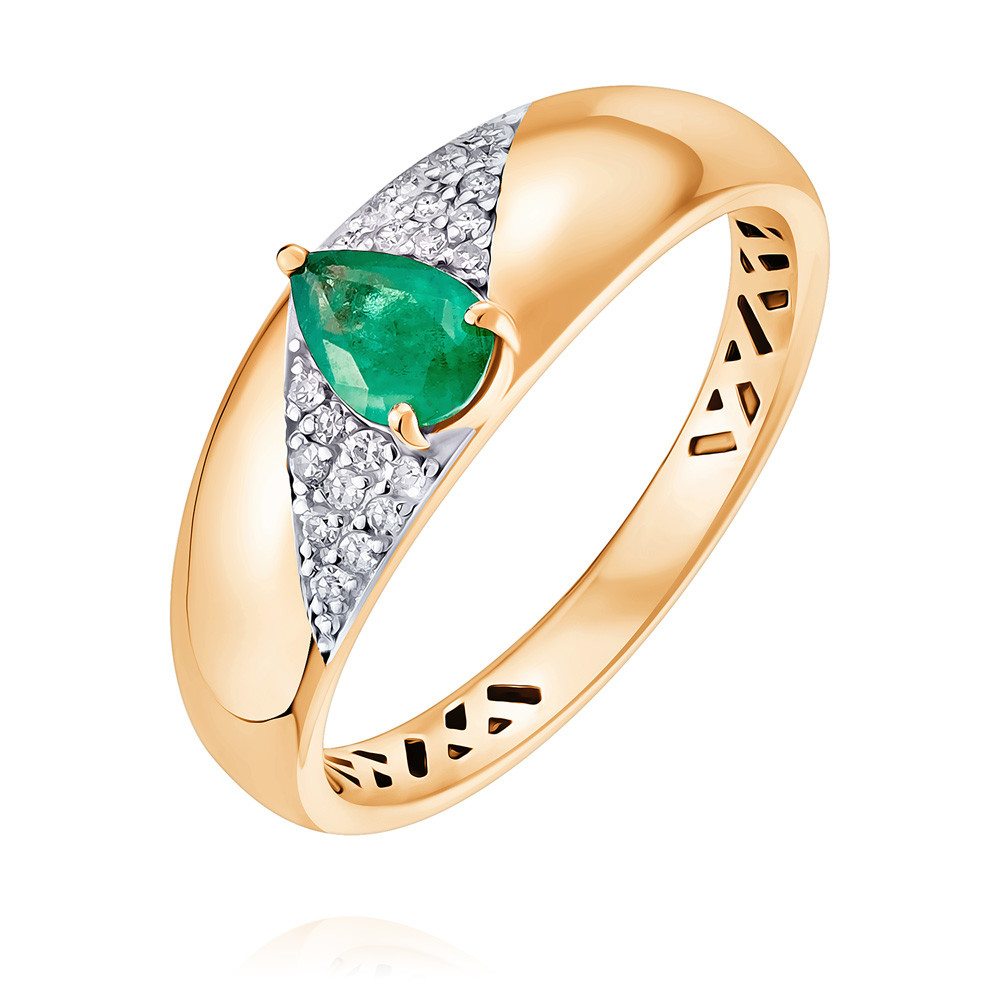 

Кольцо из красного золота р.  ADAMAS 14040209/01-А50Д-433, бриллиант/изумруд, 14040209/01-А50Д-433