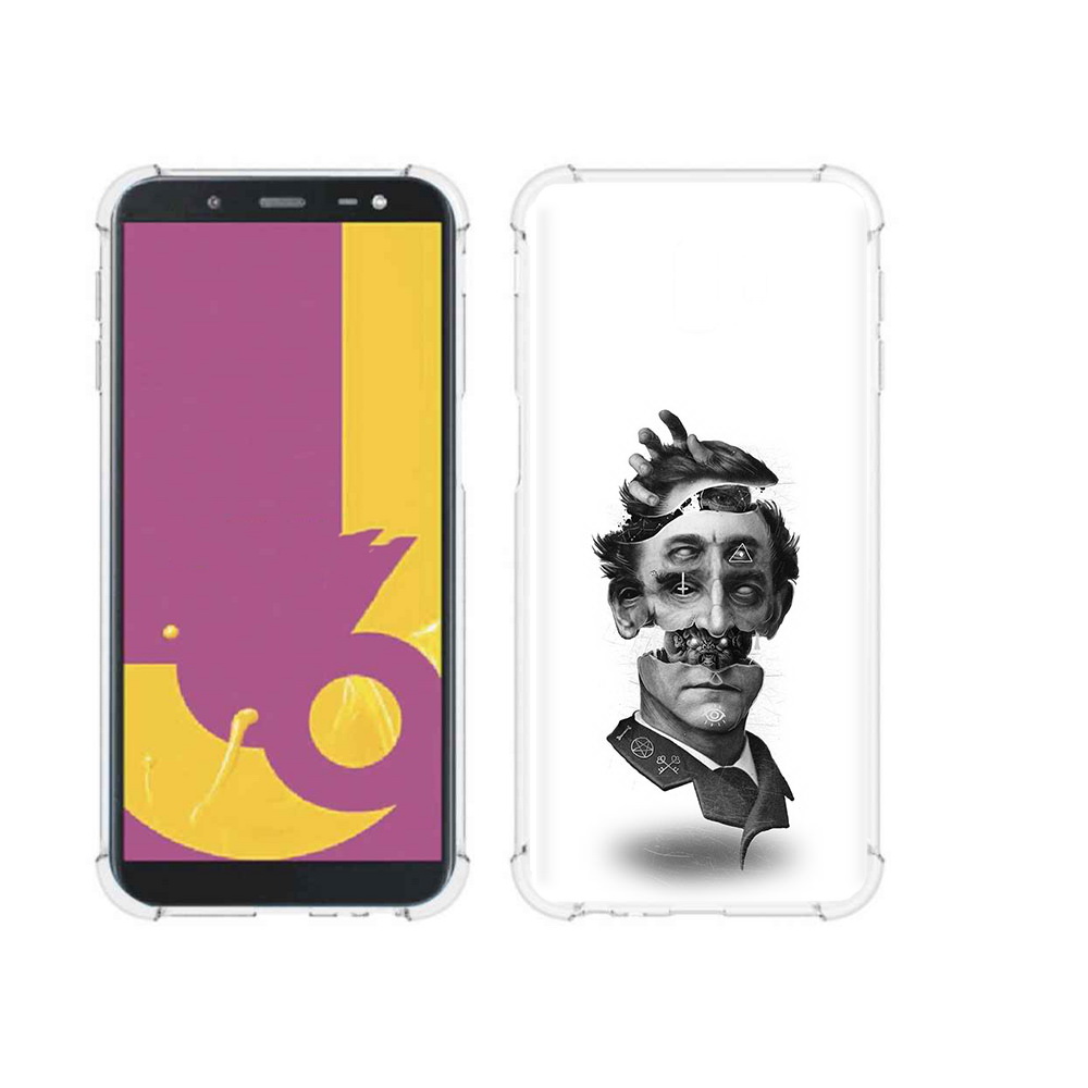 

Чехол MyPads Tocco для Samsung Galaxy J6+ (2018) страшное лицо абстракция, Прозрачный, Tocco