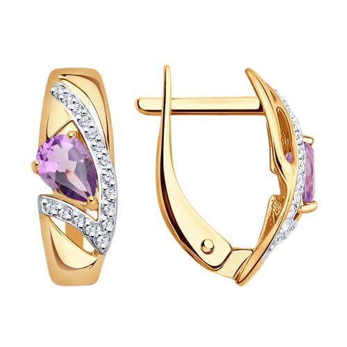 

Серьги из золота TEO MAORI 8724829, аметист/фианит, 8724829