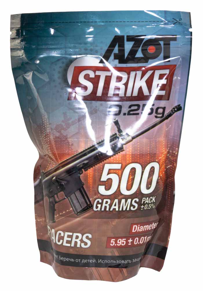 Страйкбольные шары Azot трассерные 0.25г. 0,5 кг