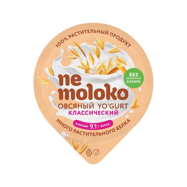

Растительный аналог йогурта Nemoloko овсяный классический с пробиотиками 5% 130 г