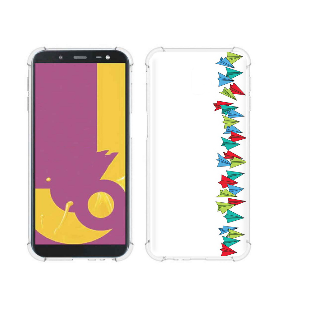 

Чехол MyPads Tocco для Samsung Galaxy J6+ (2018) самолетики из листочков, Прозрачный, Tocco