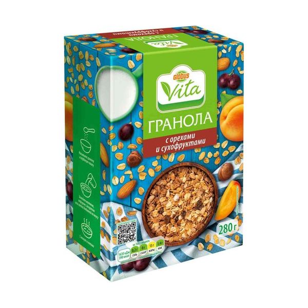 Гранола Globus Vita с орехами и сухофруктами 280 г