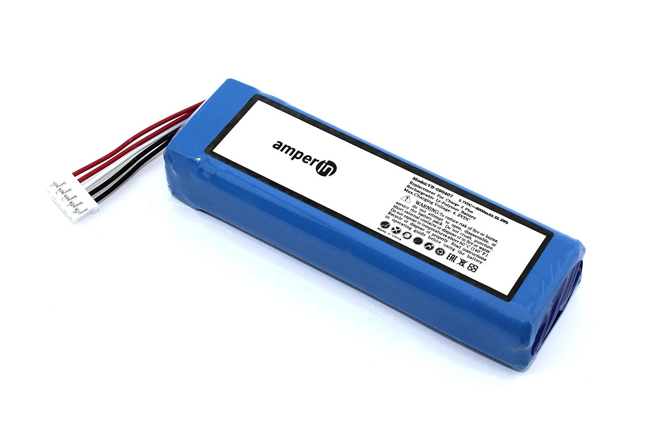 

Аккумуляторная батарея Amperin для JBL Charge 2 Plus 3.7V 6000mAh 22.20Wh, Синий, VB-090407