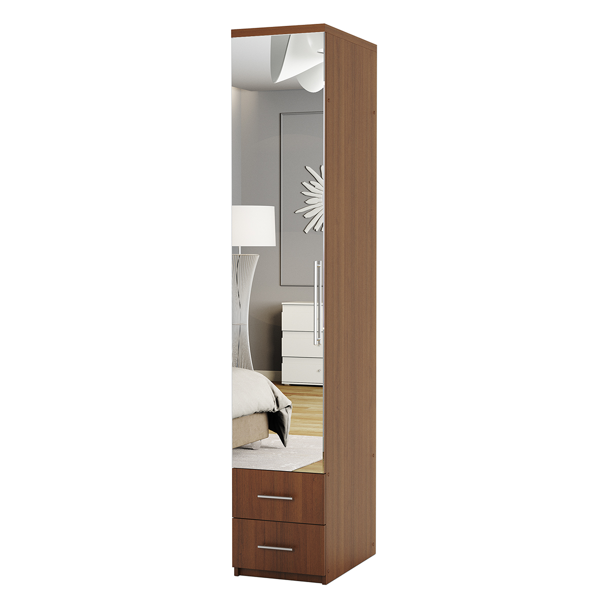 фото Шкаф для одежды с ящиками шарм-дизайн комфорт мшя-11 40х60 с зеркалом орех