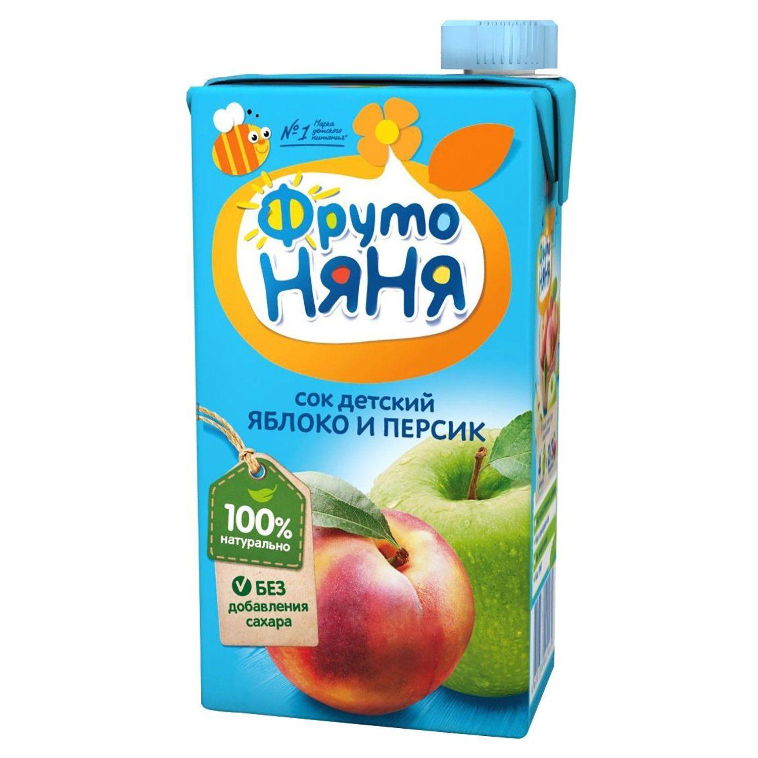 Сок детский ФрутоНяня яблоко-персик с 5 месяцев 200 мл