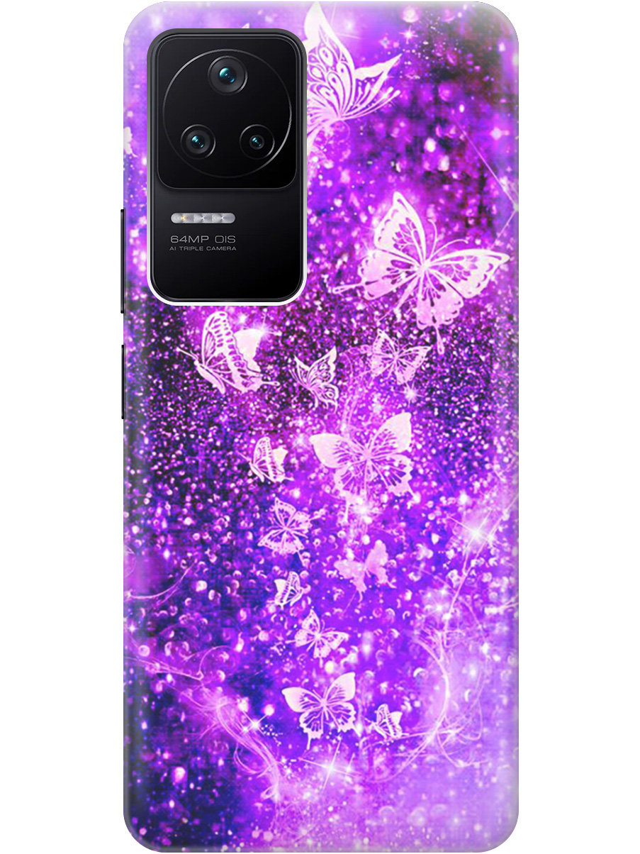 

Силиконовый чехол на Xiaomi Poco F4 с рисунком "Фиолетовые бабочки", Фиолетовый;черный, 20000488