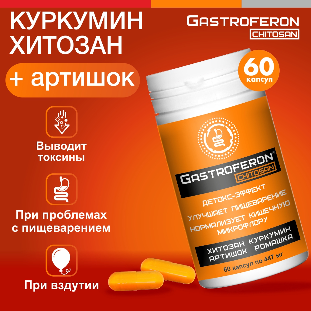 Биологически активная добавка Vector-Medica Гастроферон хитозан, капсулы 60 шт, 447 мг
