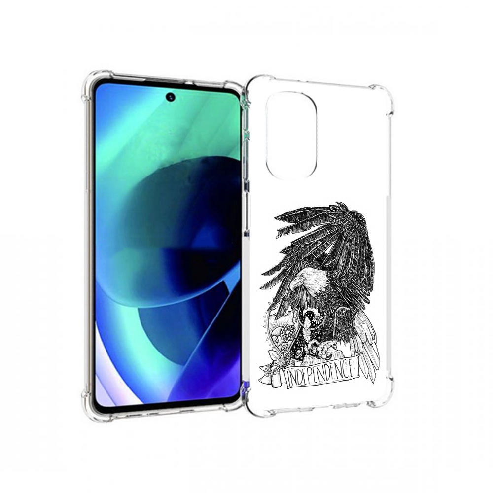 

Чехол MyPads Tocco для Motorola Moto G51 черно белый сокол (PT227078.365.688), Прозрачный, Tocco