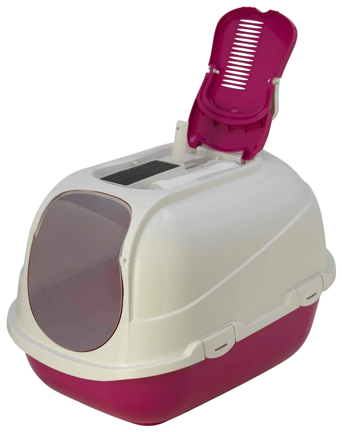 

Туалет для кошек Moderna Mega Comfy, овальный, розовый, белый, 65.7х49.3х47 см