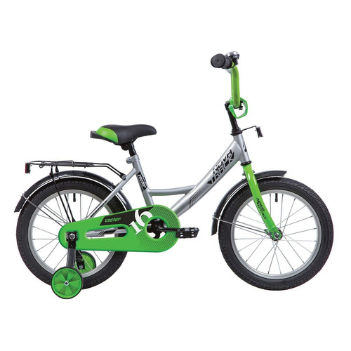 

Велосипед NOVATRACK Vector городской (детский), рама 10.5", колеса 16", серебристый/зелены