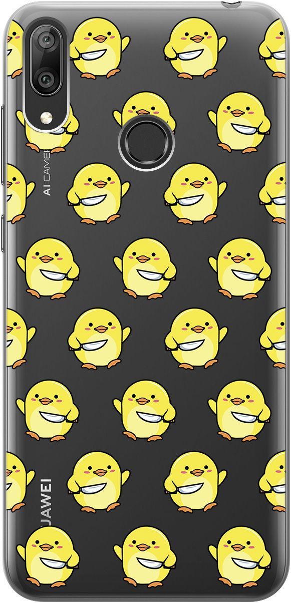 

Чехол на Huawei Y7 (2019) "Chick With Knife" прозрачный, Прозрачный;желтый, 5286