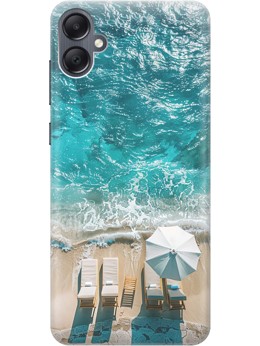 

Силиконовый чехол на Samsung Galaxy A05 с принтом "Лазурное море", Прозрачный;голубой;бежевый, 776582641