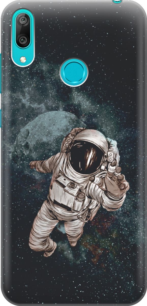 

Силиконовый чехол на Huawei Y7 (2019) "Космонавт", Белый;черный, 6605