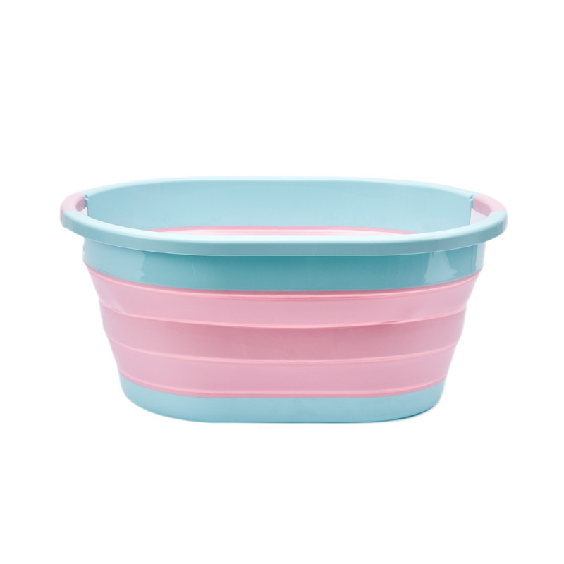 Складной таз для белья Solmax&Home силиконовый тазик для ванной розовый 39 л
