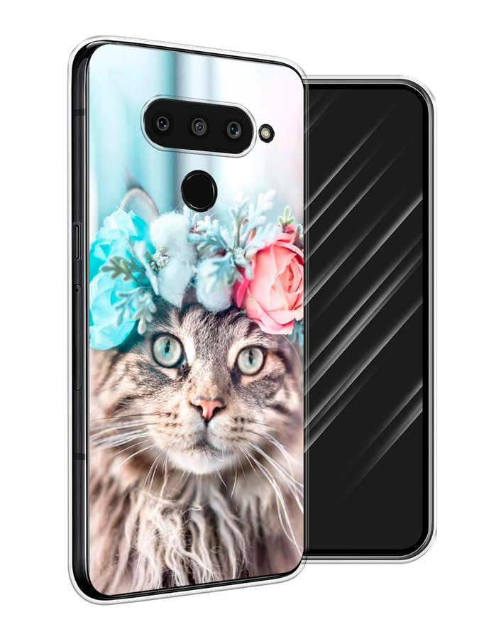 

Чехол Awog на LG V50 ThinQ "Кот в венке", Серый;голубой;розовый, 83850-2
