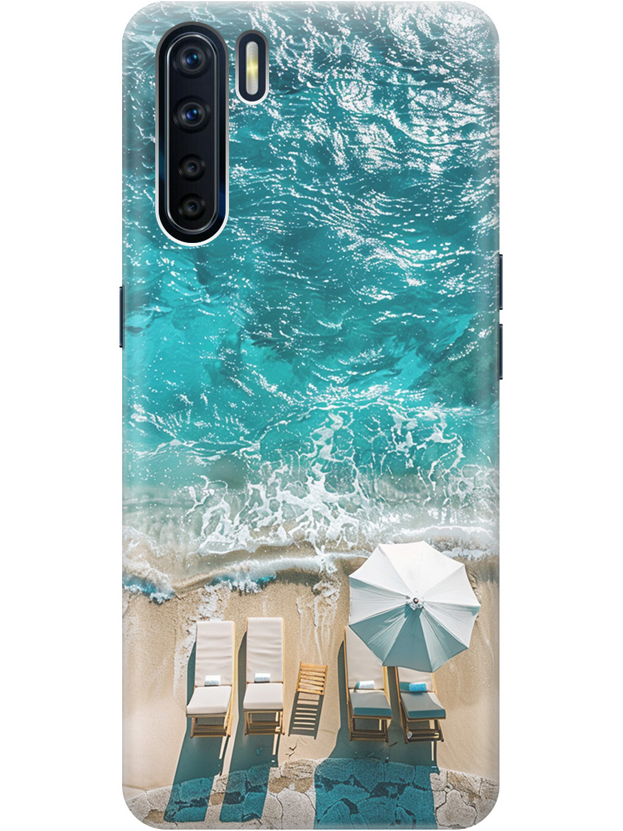 

Силиконовый чехол на OPPO A91 / Reno3 с принтом "Лазурное море", Прозрачный;голубой;бежевый, 726148841
