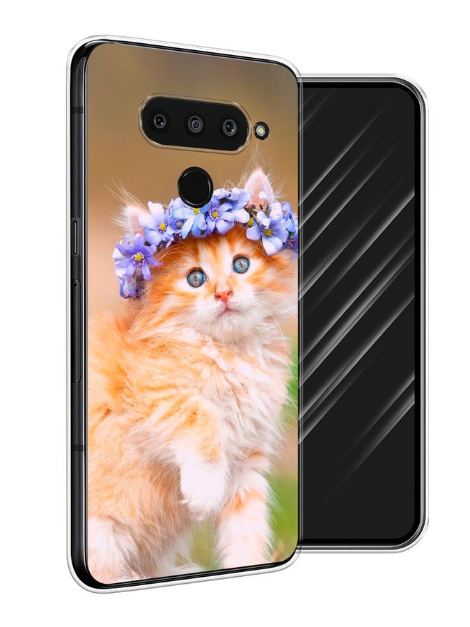 

Чехол Awog на LG V50 ThinQ "Рыжий кот в венке", Коричневый;синий, 83850-1