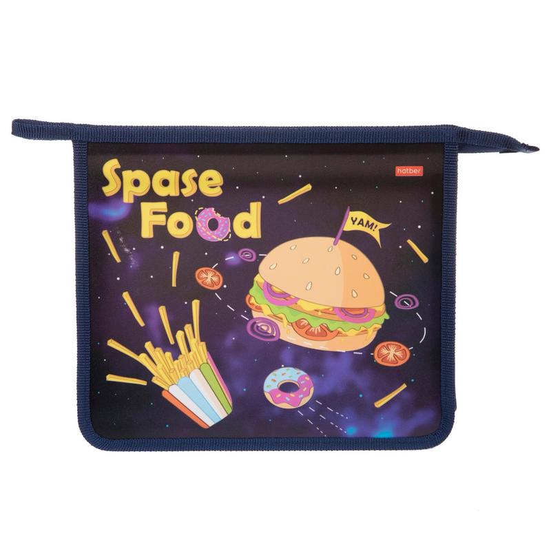 

Папка для тетрадей Hatber Space food А5 2отд. пластик. на молнии AMc_21023 1558463, Синий