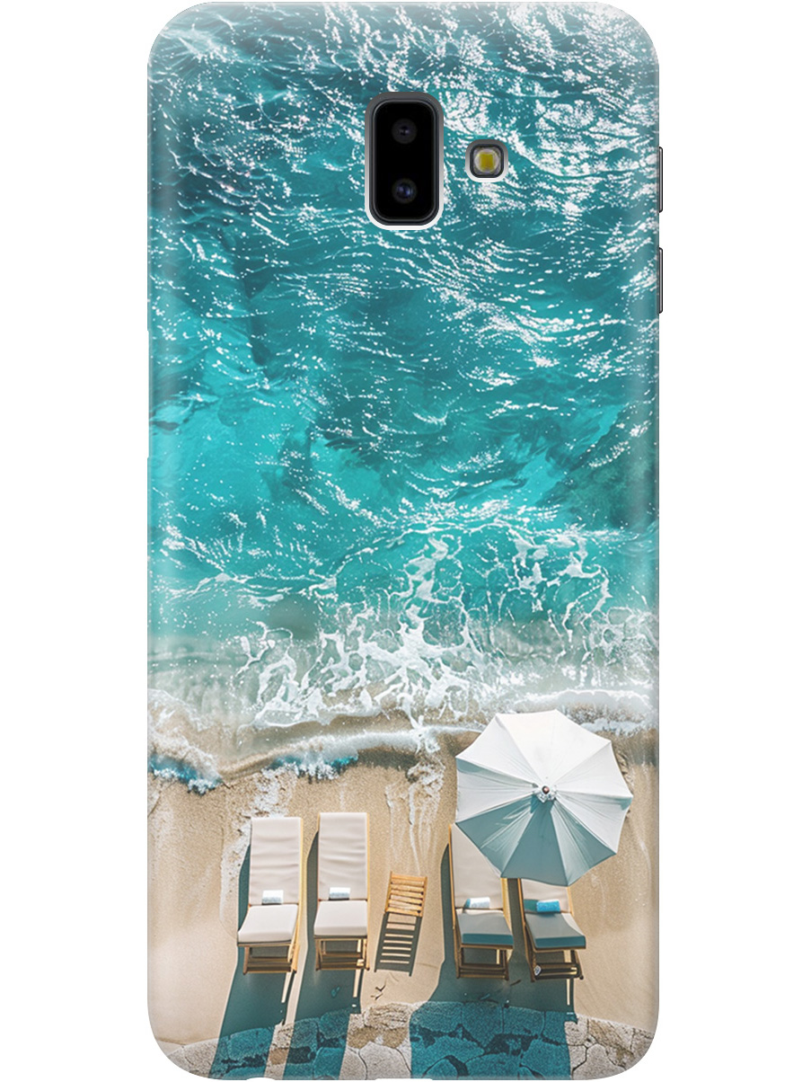 

Силиконовый чехол на Samsung Galaxy J6+ (2018) с принтом "Лазурное море", Прозрачный;голубой;бежевый, 719355841