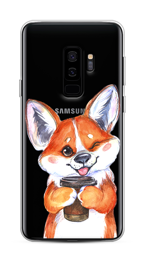 

Чехол на Samsung Galaxy S9 Plus "Корги с кофе", Оранжевый;белый, 25850-4