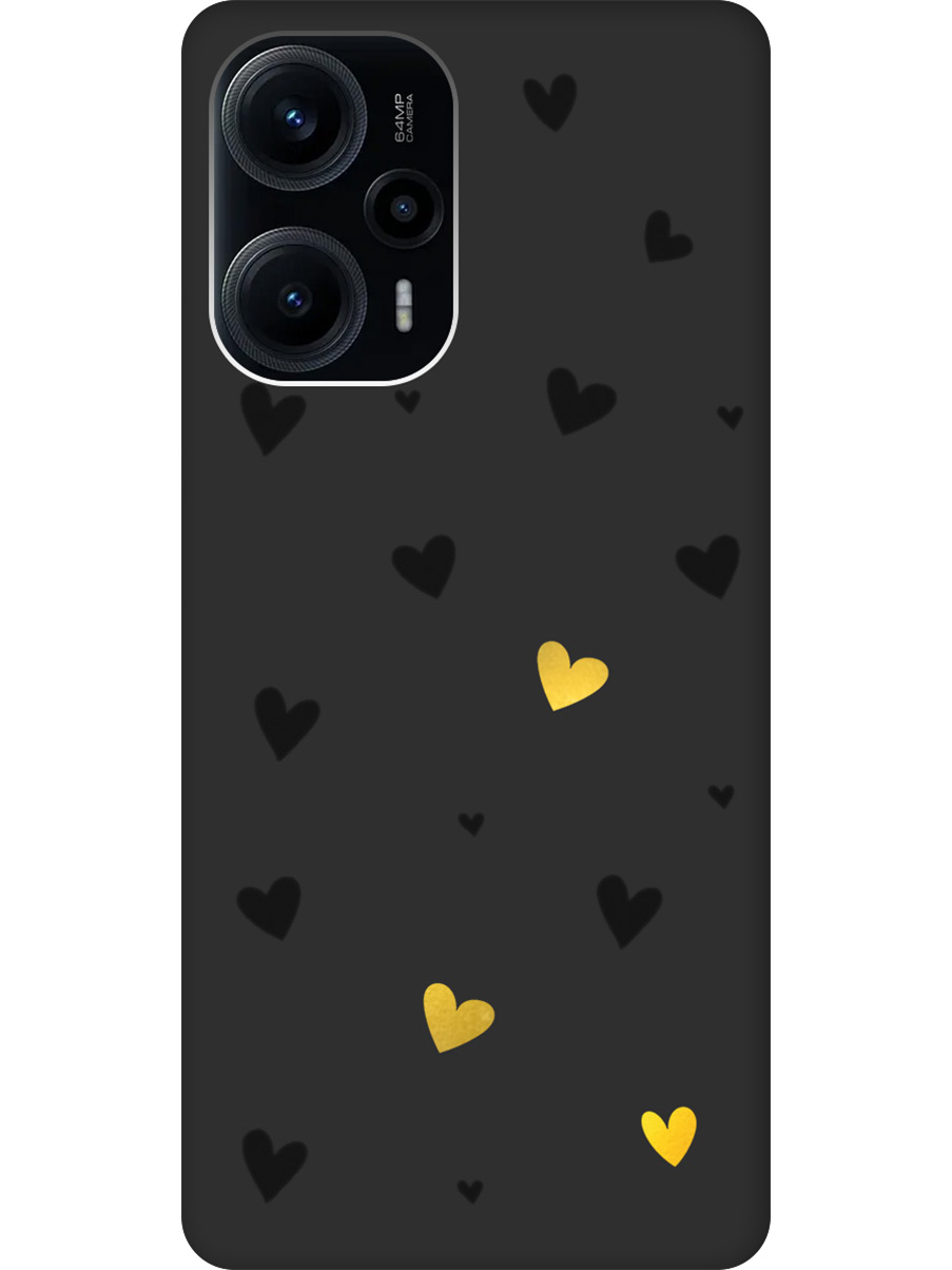 

Силиконовый чехол на Poco F5 с принтом "Черные сердечки" матовый черный, Черный;золотистый, 771146091