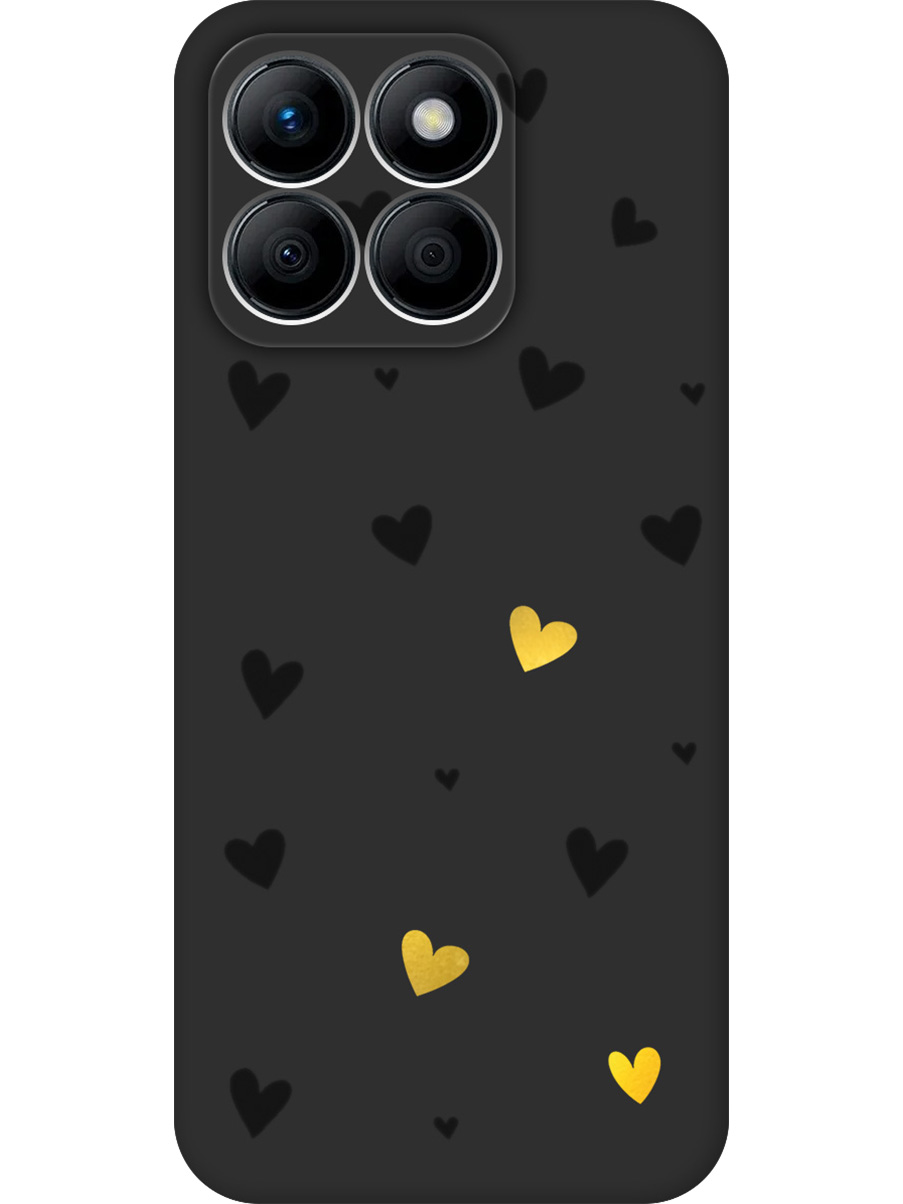 

Силиконовый чехол на Honor X8b с принтом "Черные сердечки" матовый черный, Черный;золотистый, 781973291