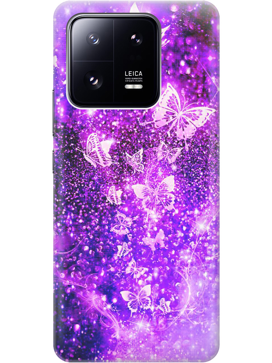 

Силиконовый чехол на Xiaomi 13 Pro с рисунком "Фиолетовые бабочки", Фиолетовый;черный, 20000268