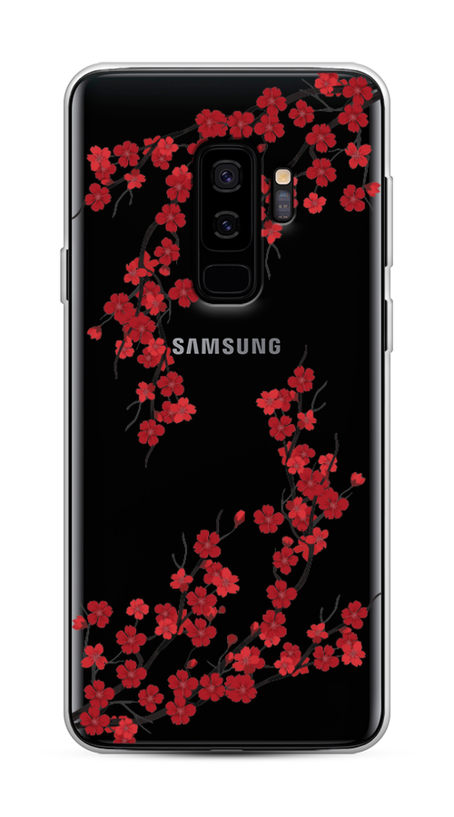 

Чехол на Samsung Galaxy S9 Plus "Красная сакура", Красный;черный, 25850-2