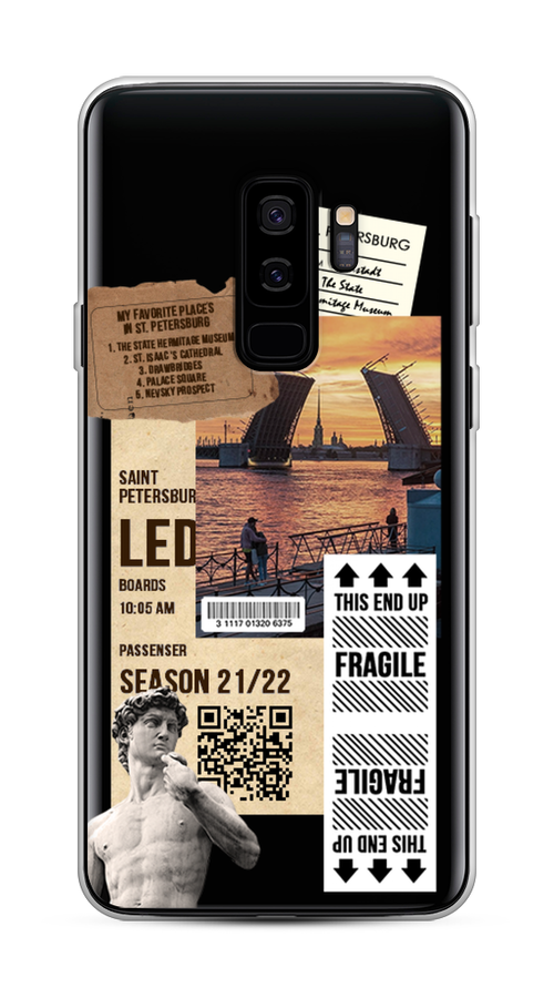 

Чехол на Samsung Galaxy S9 Plus "Санкт-Петербург коллаж", Коричневый;бежевый;белый, 25850-6
