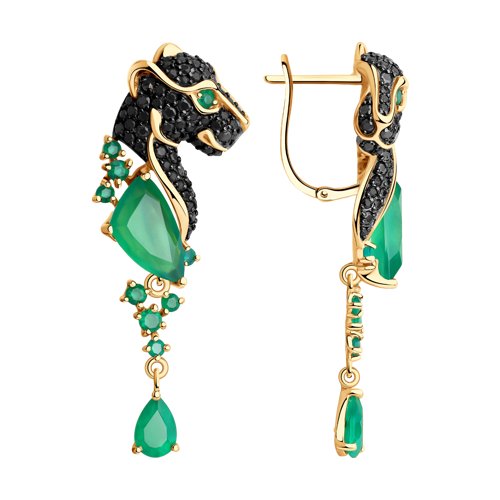 

Серьги подвески из золота TEO MAORI 837726829, агат/фианит, 837726829