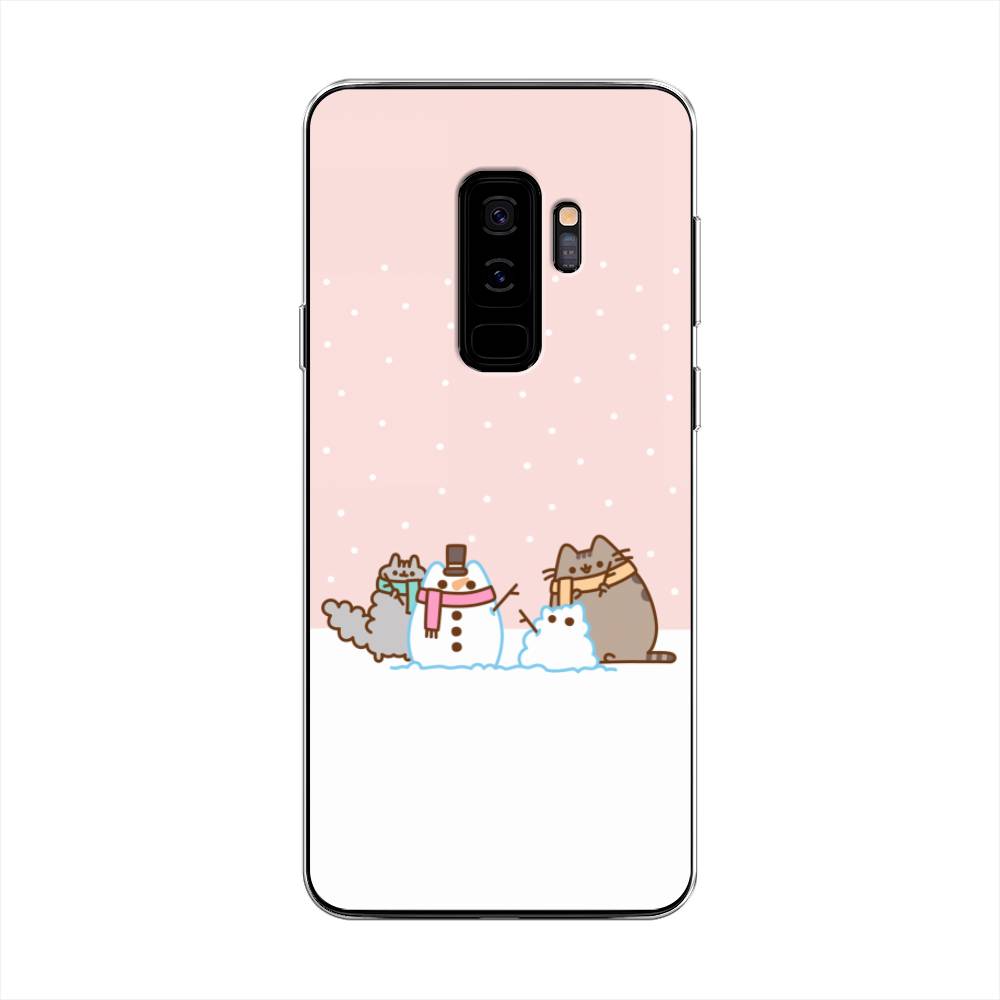

Чехол на Samsung Galaxy S9 Plus "Котики в снегу", Розовый;белый;серый, 25850-5
