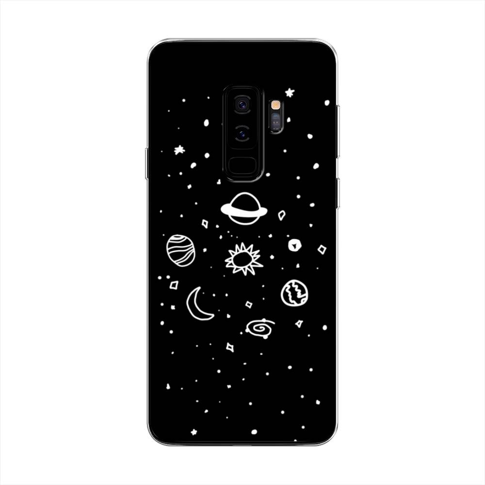 

Чехол на Samsung Galaxy S9 Plus "Дудл солнечной системы", Бежевый;серый, 25850-2