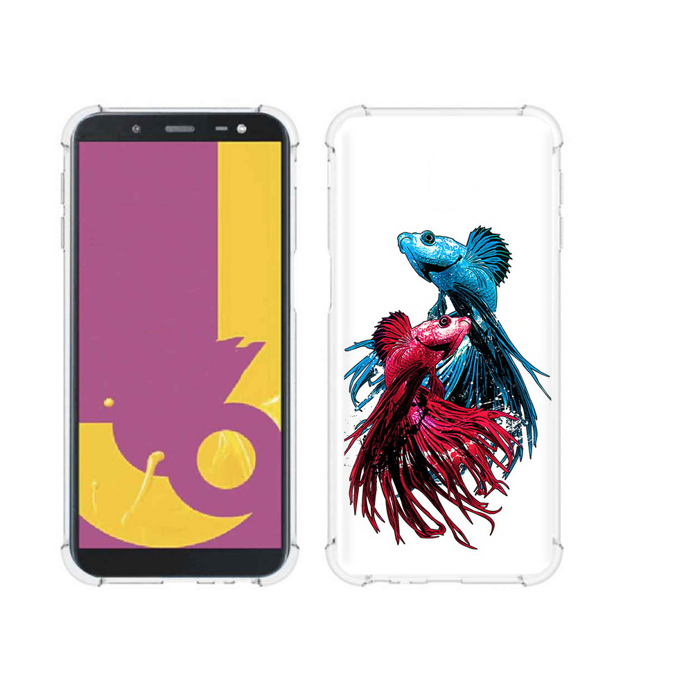 

Чехол MyPads Tocco для Samsung Galaxy J6+ (2018) рыбы петушки (PT119175.557.592), Прозрачный, Tocco