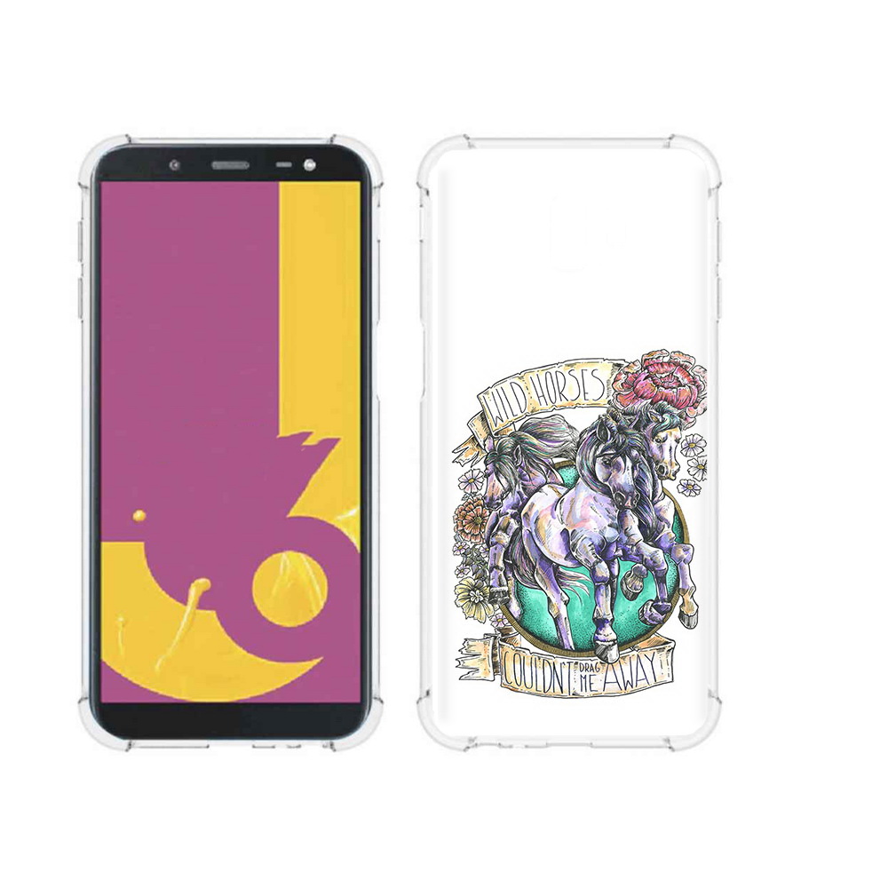 

Чехол MyPads Tocco для Samsung Galaxy J6+ (2018) рисунок коней в цветах (PT119175.557.582), Прозрачный, Tocco