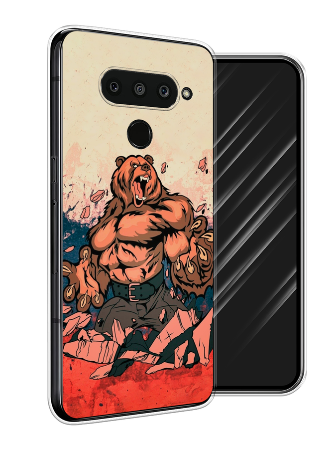 

Чехол Awog на LG V50 ThinQ "Медведь с флагом РФ", Коричневый;синий;красный, 83850-2
