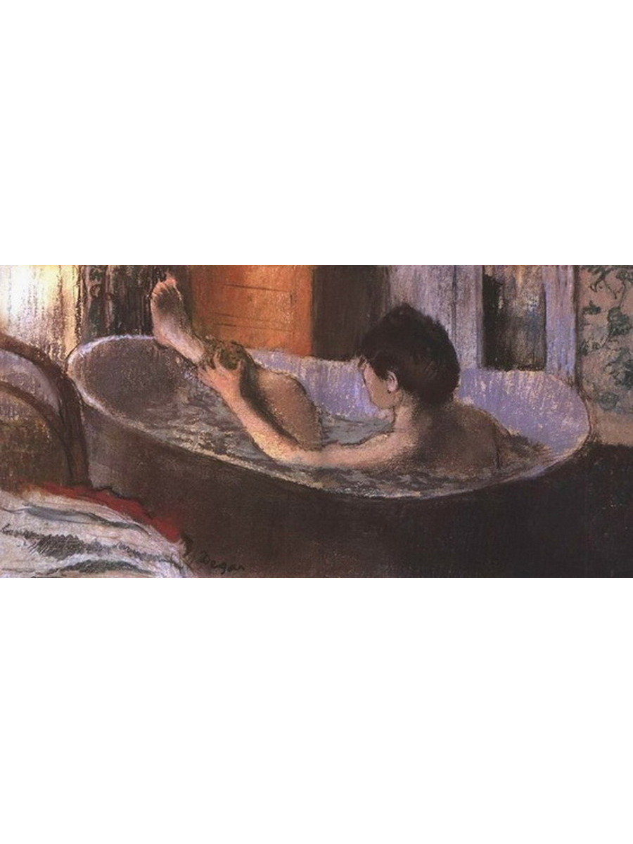 фото Постер drabs a3 дега, эдгар, женщина в ванне, ее левая нога поднята
