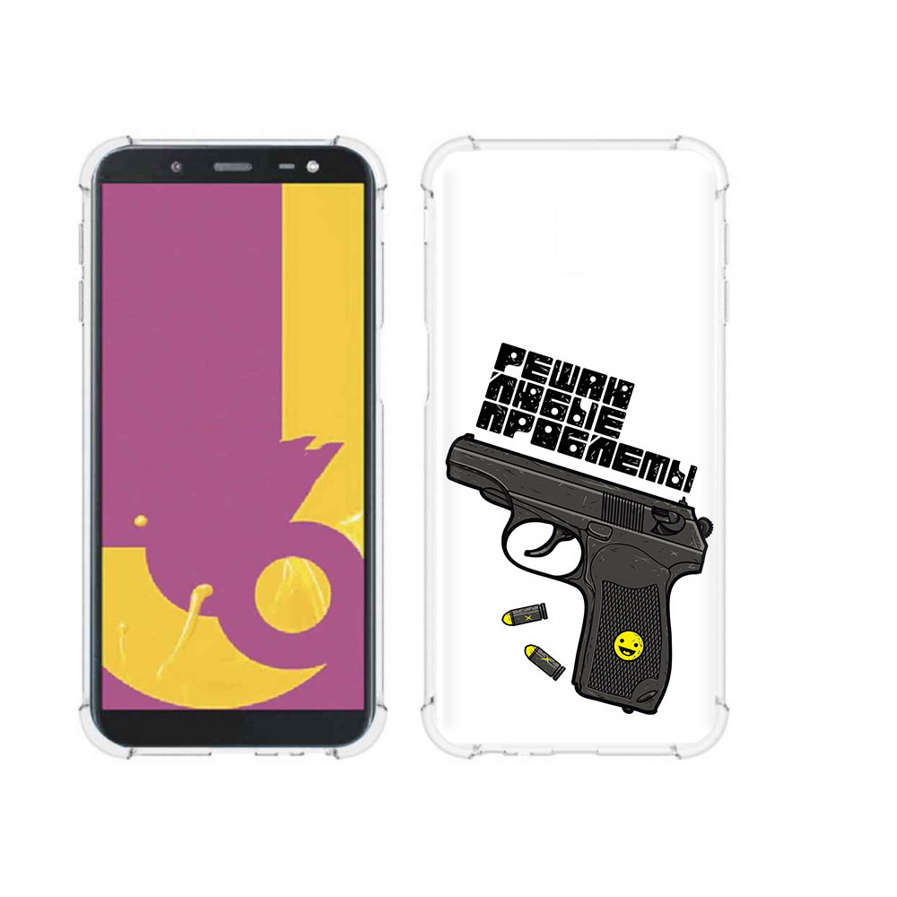 

Чехол MyPads Tocco для Samsung Galaxy J6+ (2018) пистолет против проблем, Прозрачный, Tocco
