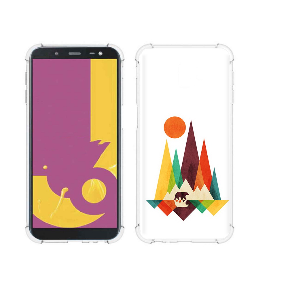 

Чехол MyPads Tocco для Samsung Galaxy J6+ (2018) нарисованные горы с медведем, Прозрачный, Tocco