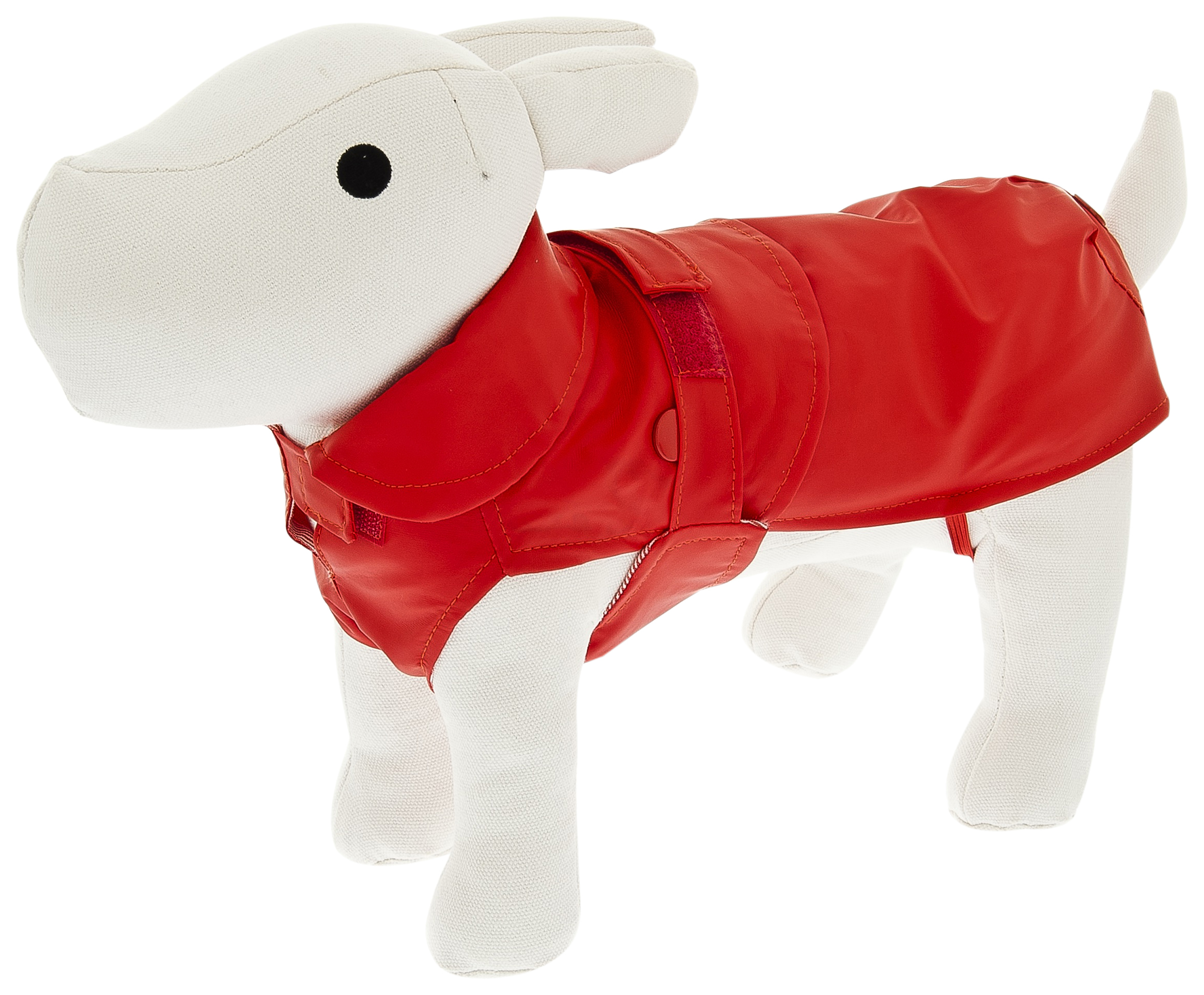 Утепленный плащ-дождевик для собак со съемным подкладом Классика, красный 24 см