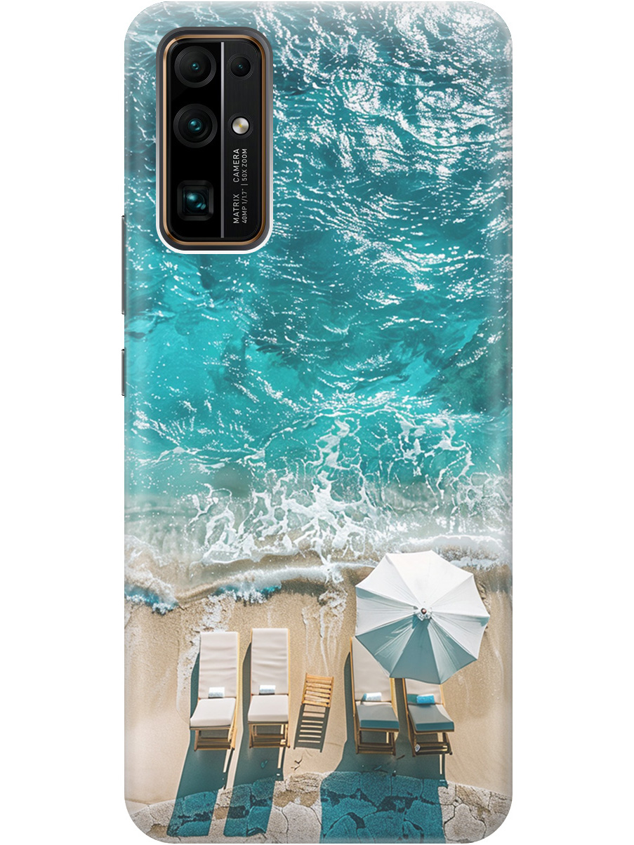 

Силиконовый чехол на Honor 30 с принтом "Лазурное море", Прозрачный;голубой;бежевый, 722945841