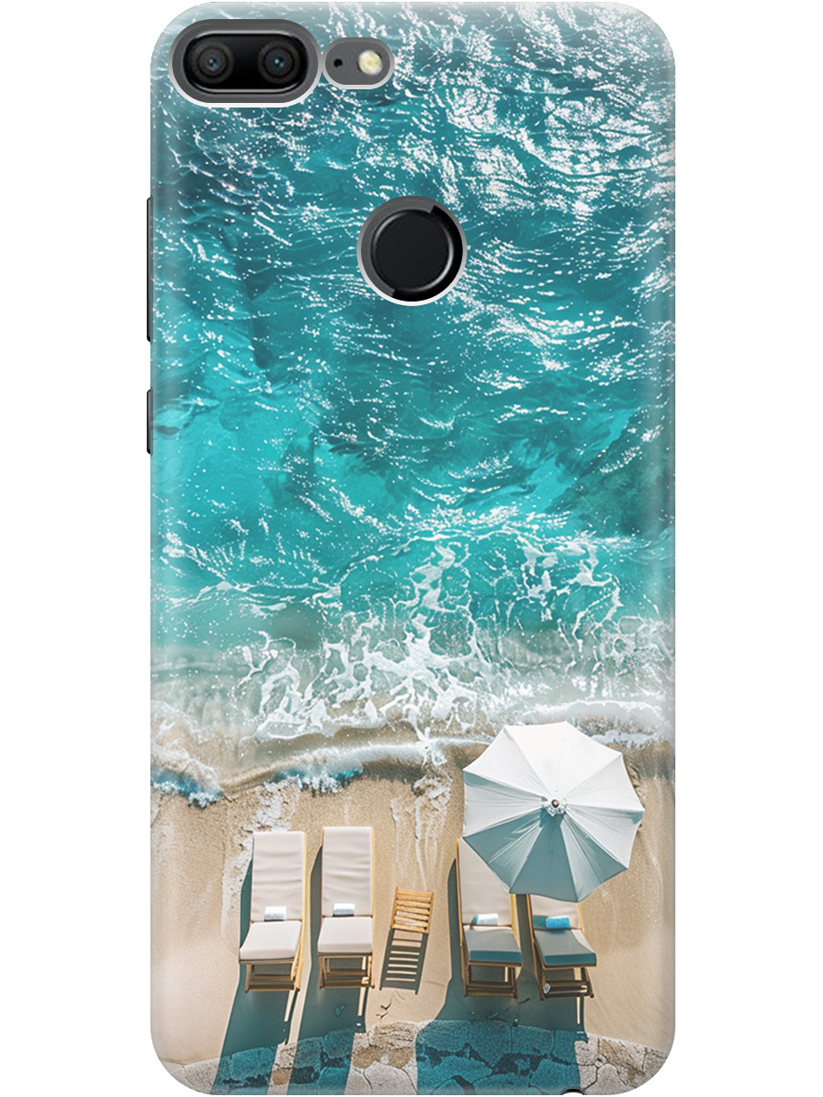 

Силиконовый чехол на Honor 9 Lite с принтом "Лазурное море", Прозрачный;голубой;бежевый, 717568441