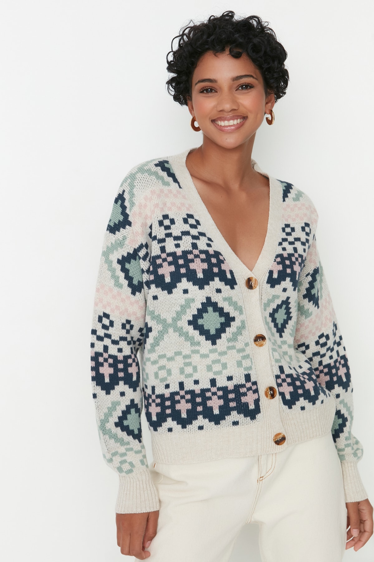 

Кардиган женский Trendyol TWOAW22HI0329 серый L, TWOAW22HI0329