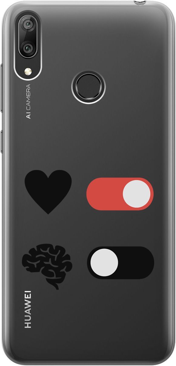 

Силиконовый чехол на Huawei Y7 (2019) "Brain Off" прозрачный, Прозрачный;белый, 5286