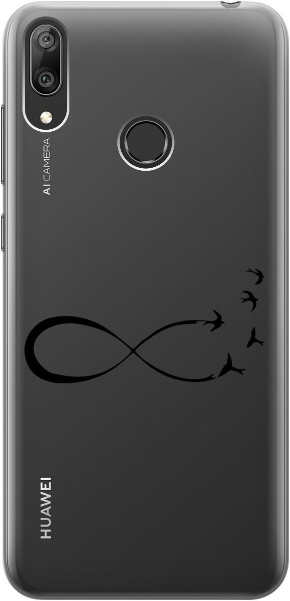 

Силиконовый чехол на Huawei Y7 (2019) "Infinity" прозрачный, Прозрачный;черный, 5286