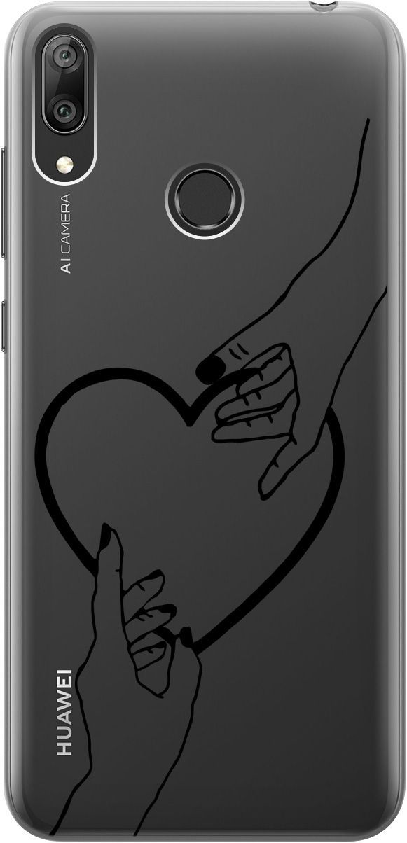 

Силиконовый чехол на Huawei Y7 (2019) "Hands" прозрачный, Прозрачный;черный, 5286
