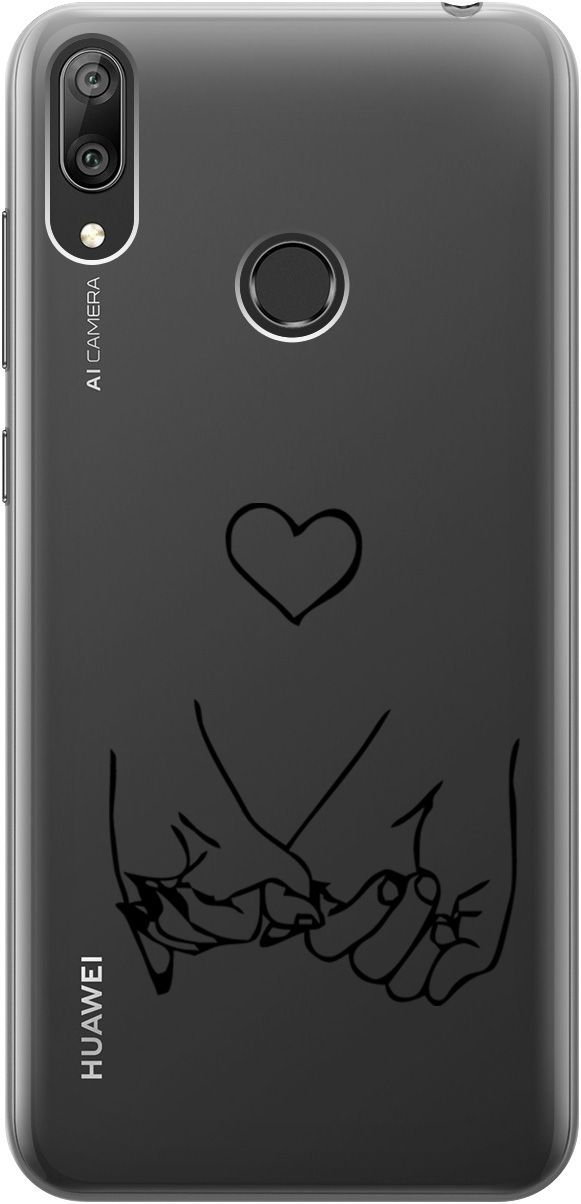 

Силиконовый чехол на Huawei Y7 (2019) "Lovers Hands" прозрачный, Прозрачный;черный, 5286