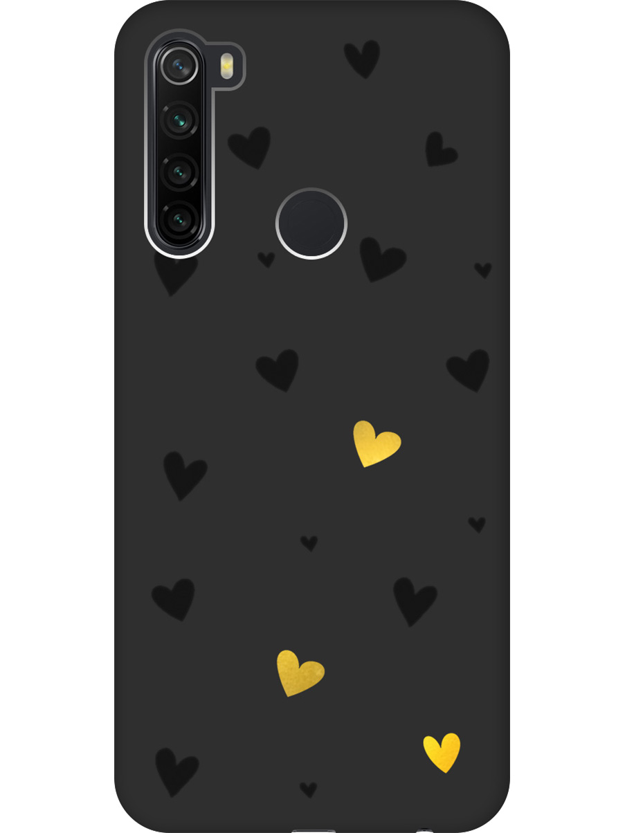 

Силиконовый чехол на Xiaomi Redmi Note 8T с принтом "Черные сердечки" матовый черный, Черный;золотистый, 722349091